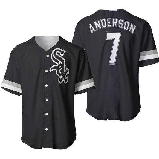 Chicago White Sox Tim Anderson #7 MLB Baseball Majestic Cool Base Player Black 2019 3D Designed Allover Gift For Chicago Fans Baseball Jersey - MLB