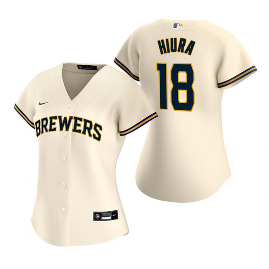 Womens Milwaukee Brewers #18 Keston Hiura 2020 Cream Jersey Gift For Brewers Fans