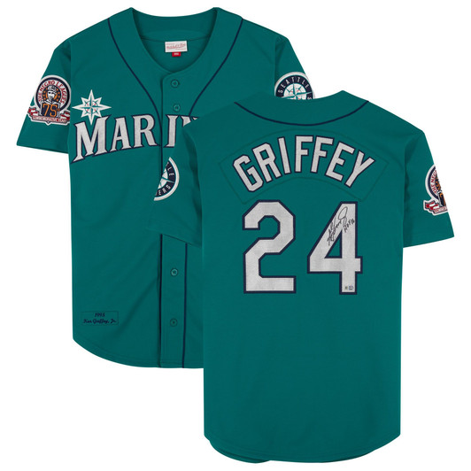 Ken Griffey Jr. Seattle Mariners Fanatics Autographed Mitchell & Ness Jersey with "HOF 16" Inscription - Teal