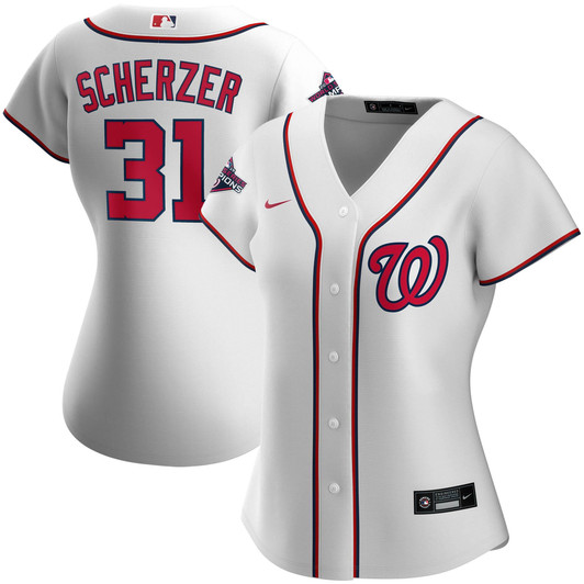 Max Scherzer Washington Nationals Nike Replica Replica Women's 2019 World Series Champions Home Replica Player Jersey - White