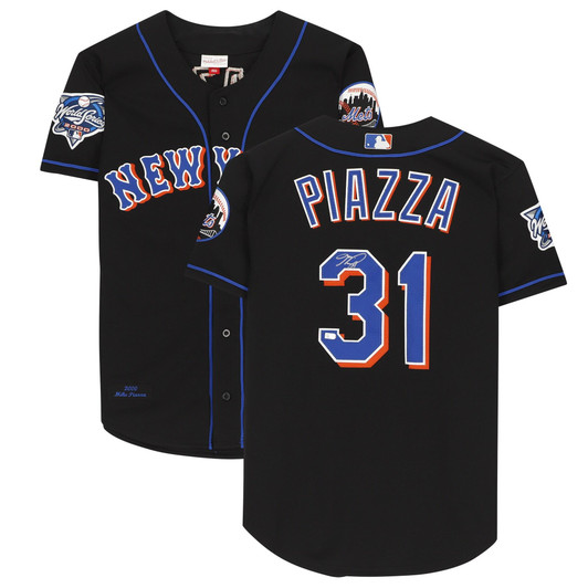 Mike Piazza New York Mets Fanatics  Autographed Black Mitchell and Ness Cooperstown Collection 2000 World Series  Jersey