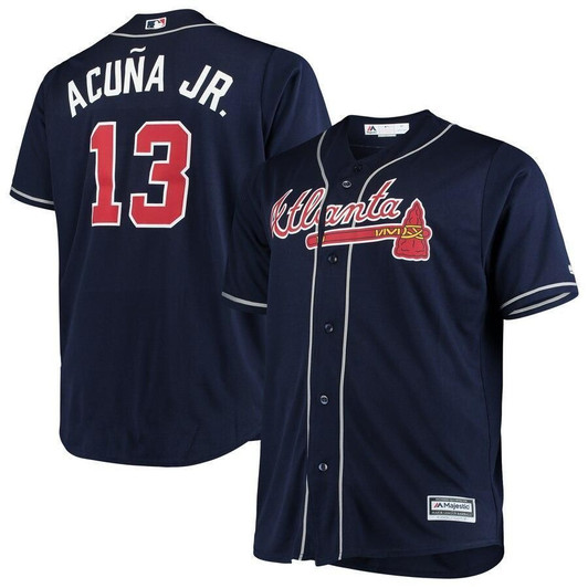 Ronald Acuna Jr. Atlanta Braves Majestic Big Tall Alternate Cool Base Player Navy 3D Jersey