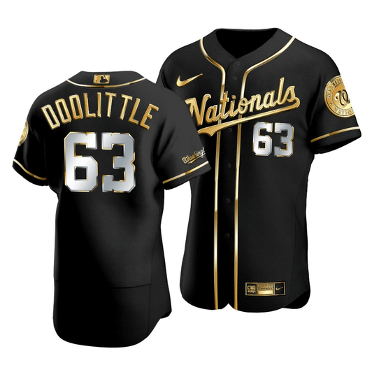 Men'S Washington Nationals Sean Doolittle #63 Gold Edition Black  Jersey
