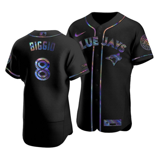 Men'S Toronto Blue Jays Cavan Biggio #8 Iridescent Logo Holographic Limited Jersey Black