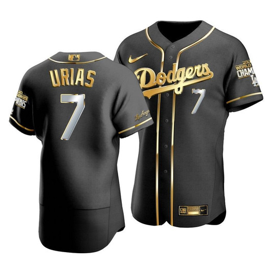 Men'S Los Angeles Dodgers Julio Urias #7 2020 World Series Champions Golden Limited  Jersey Black