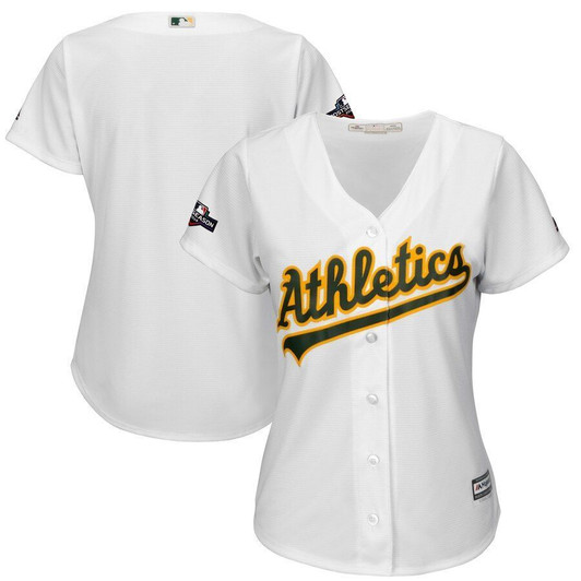 Oakland Athletics Majestic Womens 2019 Postseason Official Cool Base Team Jersey White