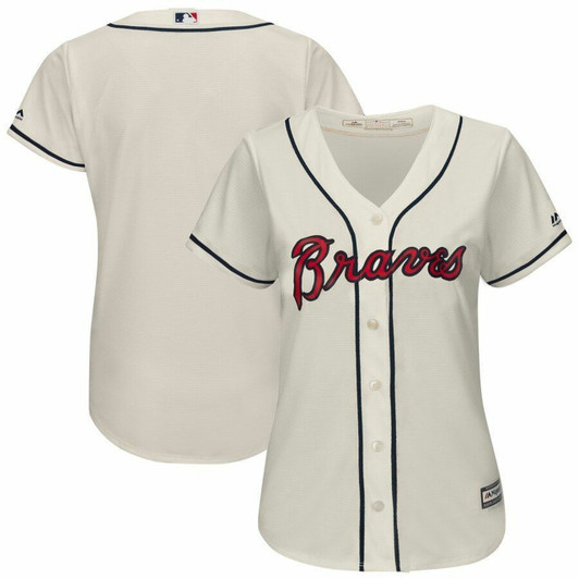 Atlanta Braves Majestic Womens 2019 Alternate Cool Base Team Jersey Cream 2019 Model A14220