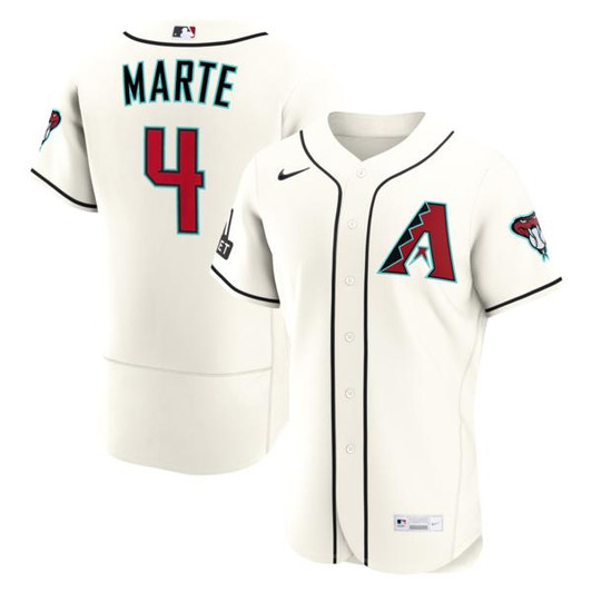 Men's Arizona Diamondbacks Ketel Marte Nike Cream Home  Sponsor Patch Jersey