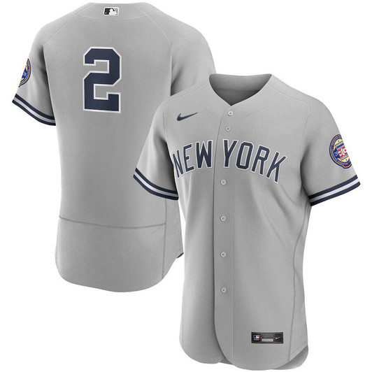 Mens New York Yankees Derek Jeter Nike Replica Replica Gray 2020 Hall of Fame Induction Road  Player Jersey