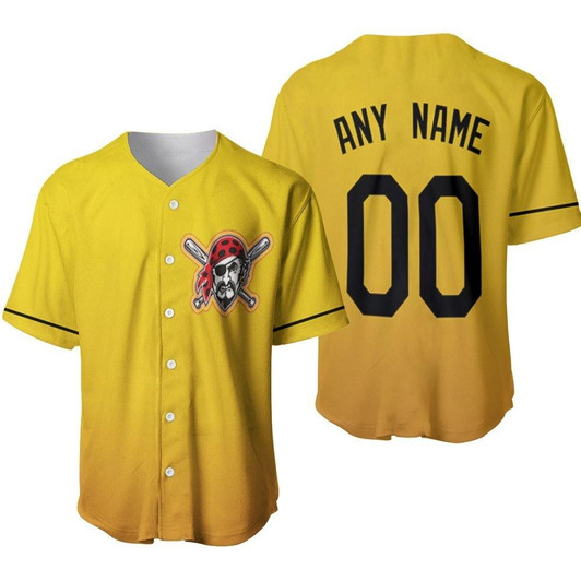 Pittsburgh Pirates 2020 MLB Baseball Team Logo Yellow 3D Designed Allover Custom Gift For Pirates Fans Baseball Jersey - MLB