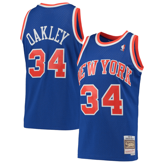 Charles Oakley New York Knicks Mitchell & Ness Hardwood Classics 1991 92 Swingman Blue 3D Jersey