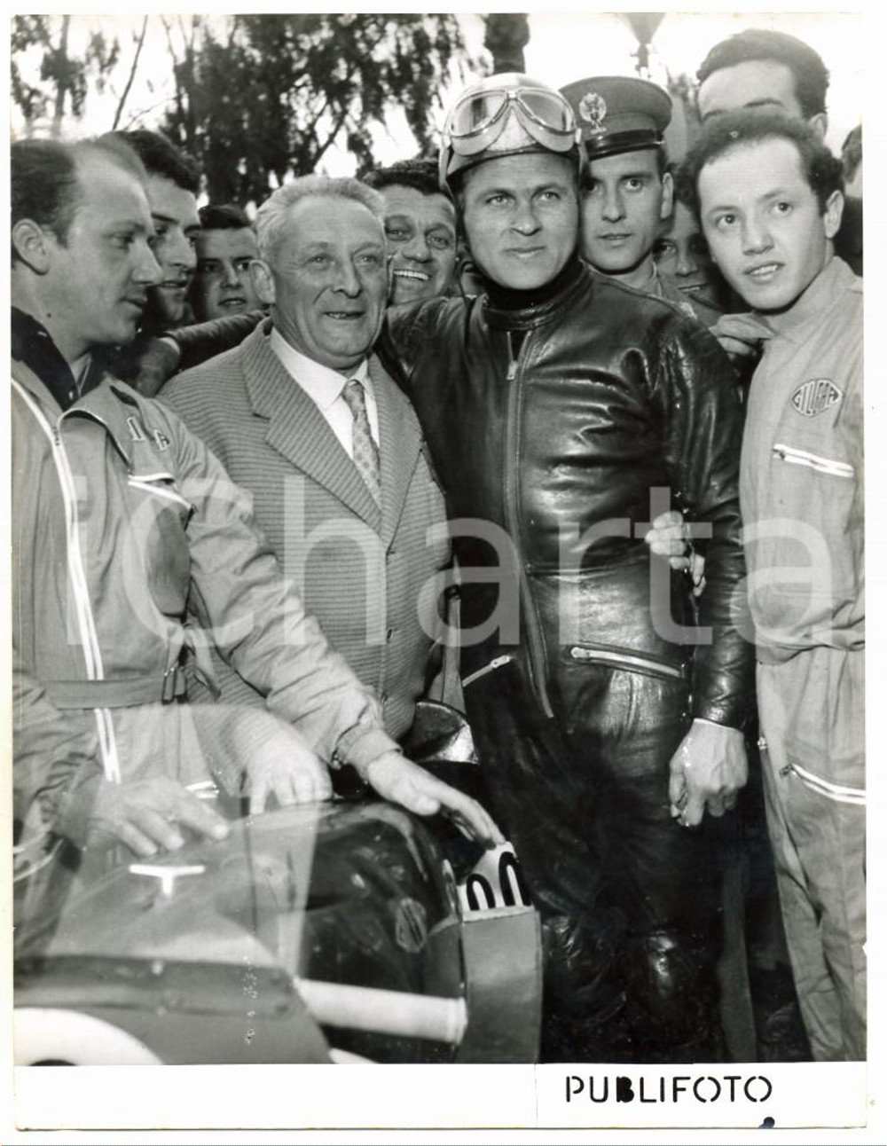 1956 CIRCUITO DI OSPEDALETTI Libero LIBERATI Giuseppe GILERA dopo la vittoria