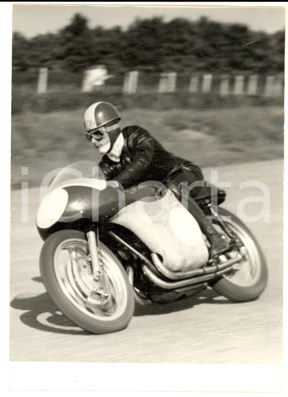 1954 MONZA MOTOCICLISMO Umberto MASETTI si allena su GILERA 500 *Foto 13x18 cm