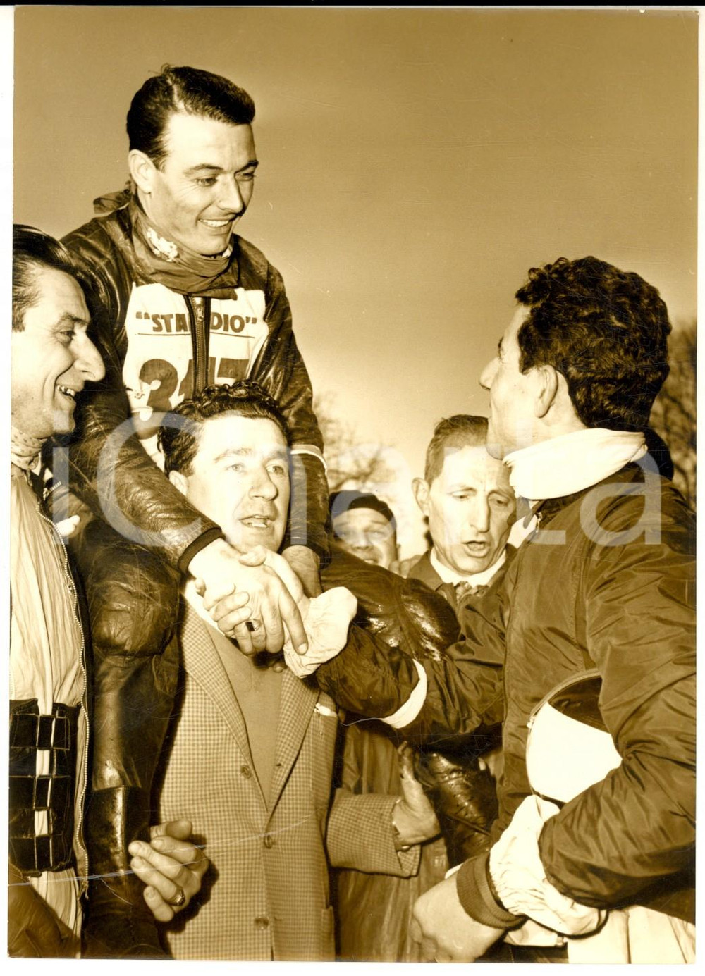 1955 BOLOGNA Motogiro d'Italia - Remo VENTURI ed Emilio MENDOGNI - Foto 13x18