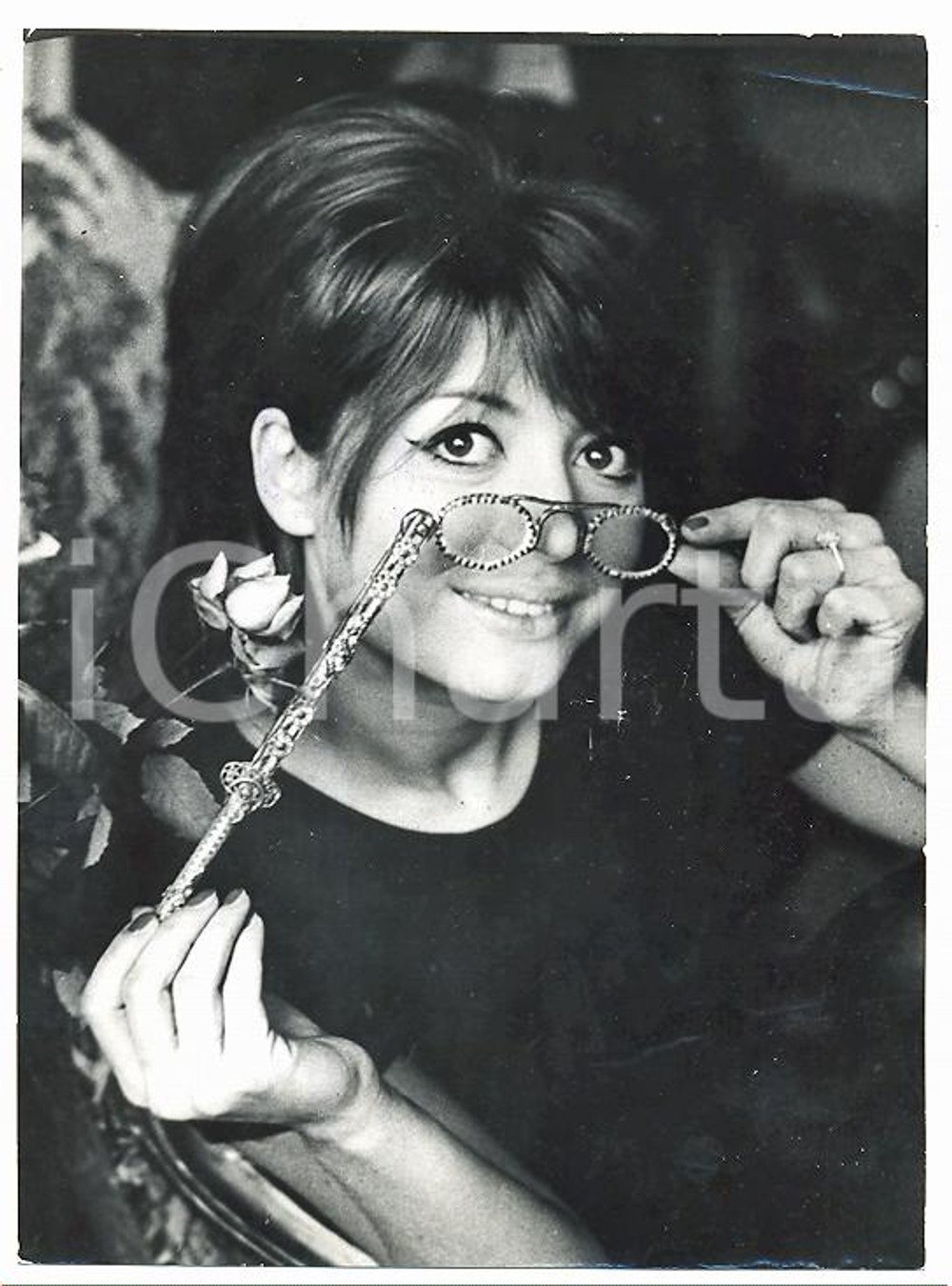 1965 COSTUME Ritratto di Alida CHELLI con lorgnette *Foto 13x18 cm