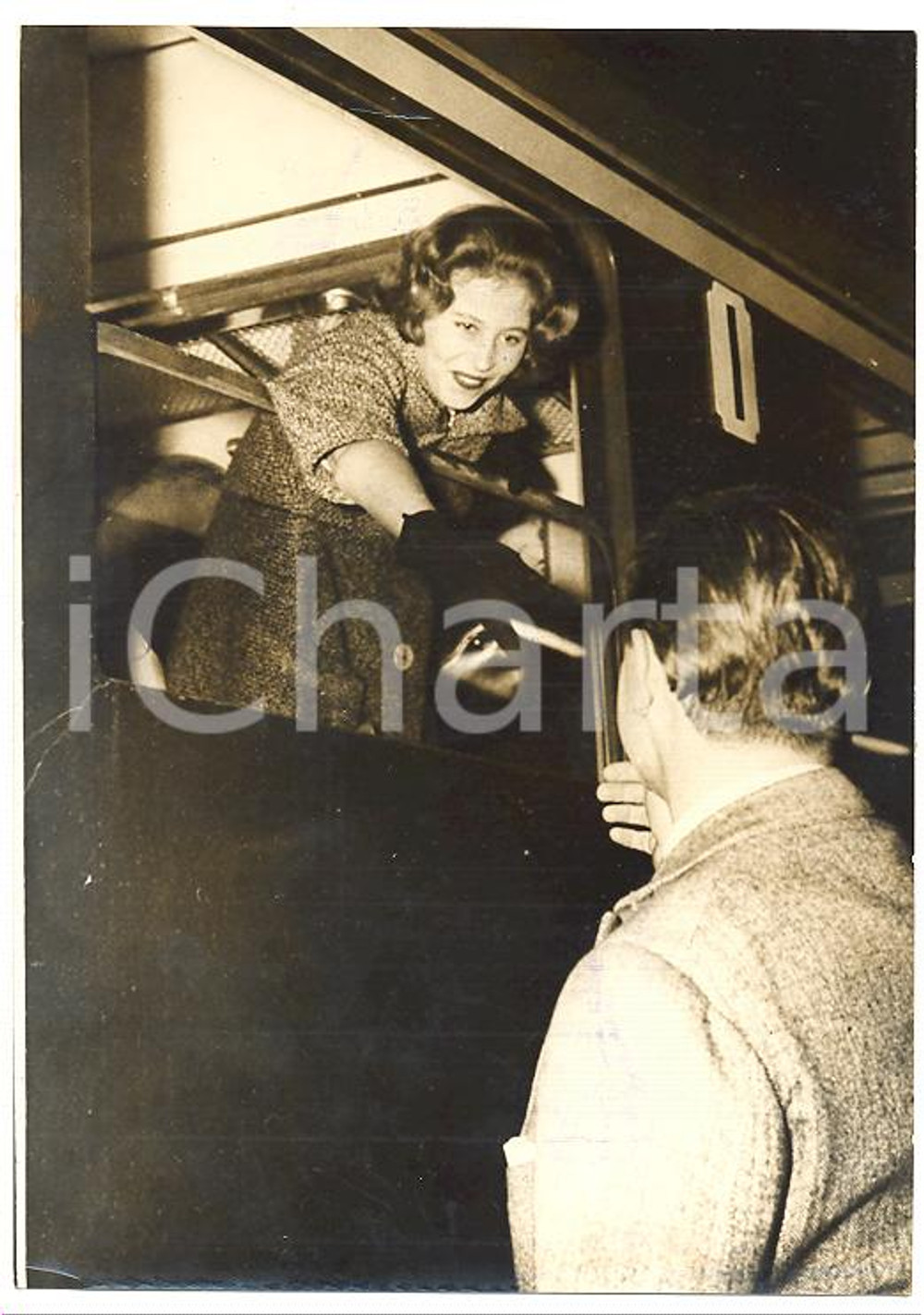 1959 TRIESTE Dorotea D'ASSIA saluta dal treno Federico WINDISCH-GRAETZ *Foto