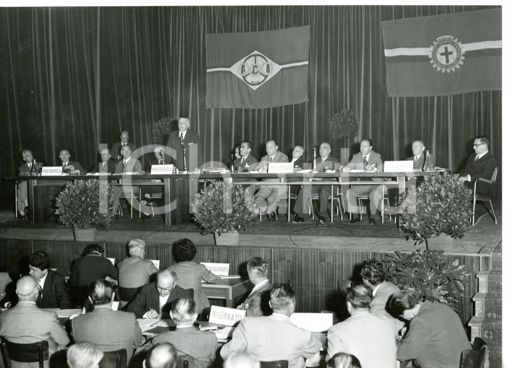 1957 STRESA Conferenza sul traffico - Tavolo della presidenza *Foto 18x13 cm