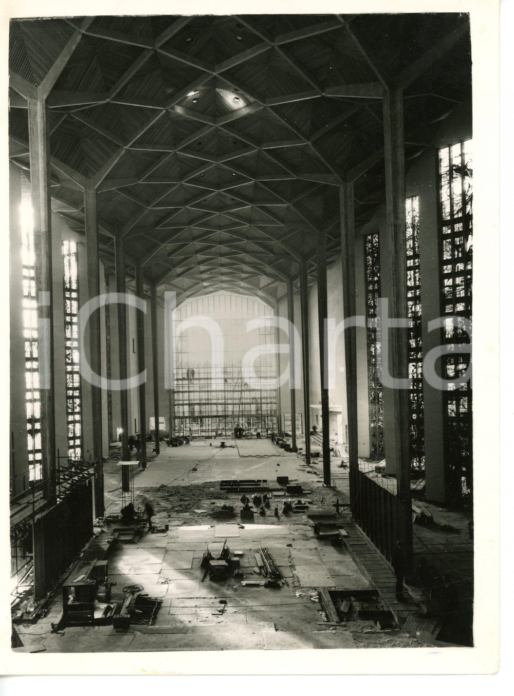 1961 COVENTRY CATHEDRAL Veduta della navata durante lavori di ricostruzione FOTO