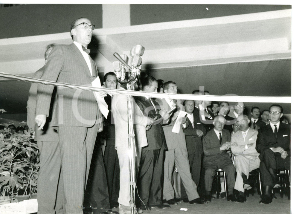 1961 MILANO Lorenzo SPALLINO inaugura Mostra della Radio-Televisione *Foto 18x13
