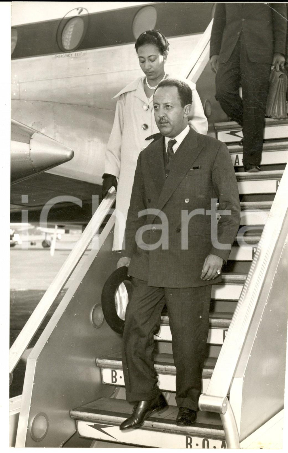 1959 LONDON Arrival of Crown Prince WOSSEN of ETHIOPIA with his wife *Photo