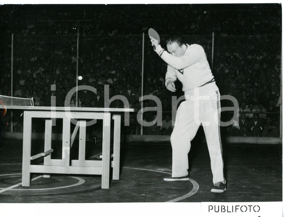 1953 GENOVA Torneo di tennis da tavolo - Una fase dell'incontro *Foto 24x18 cm