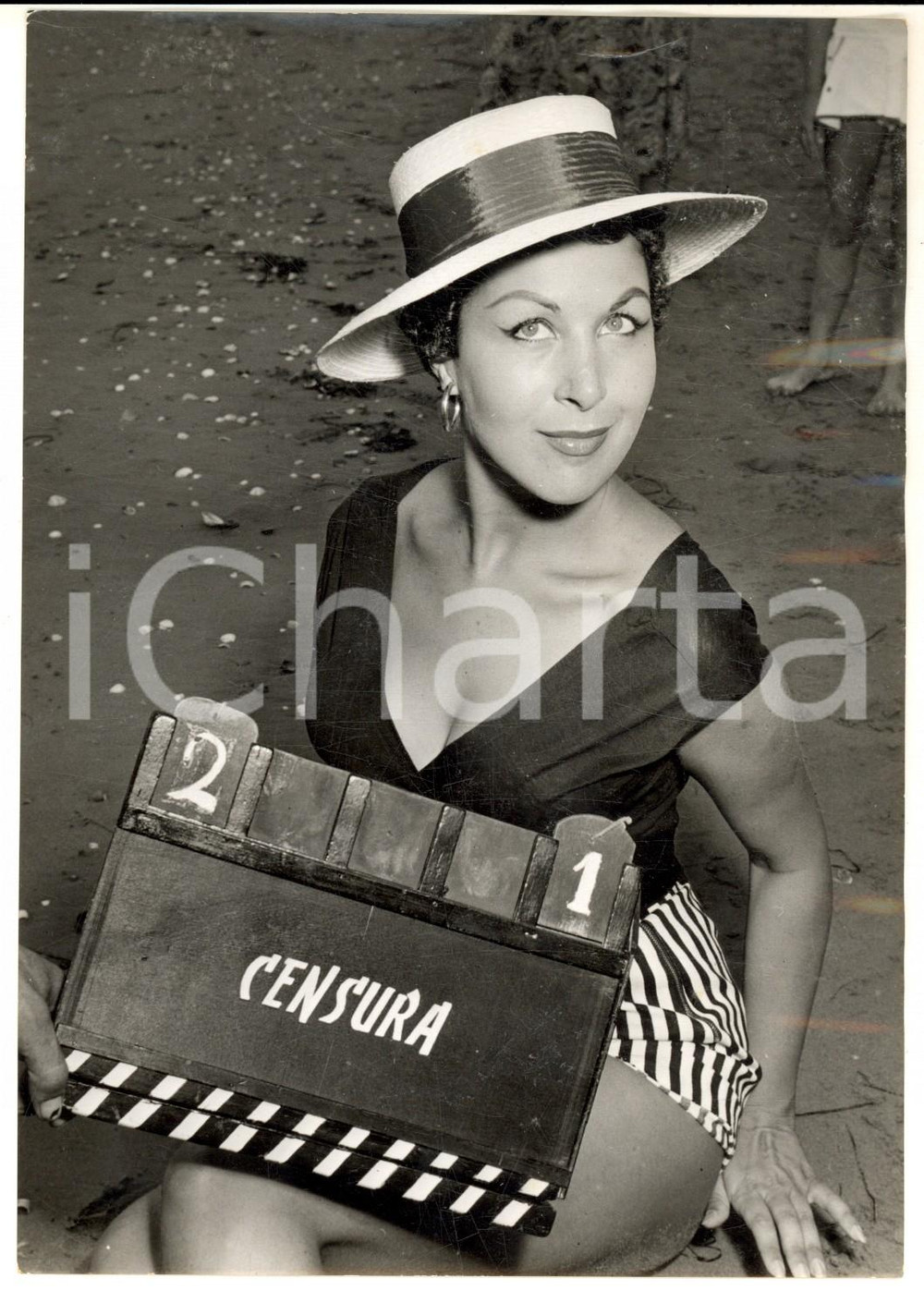 1956 VENEZIA Mostra del Cinema - Silvia DE VIETRI con ciak CENSURA Foto 13x18 cm