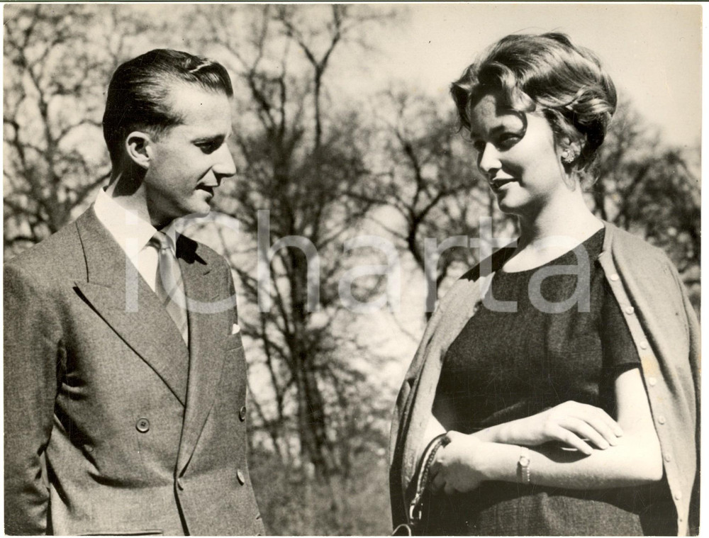 1959 Castello di LAEKEN Principe Alberto del Belgio con Paola Ruffo *Foto 24x18