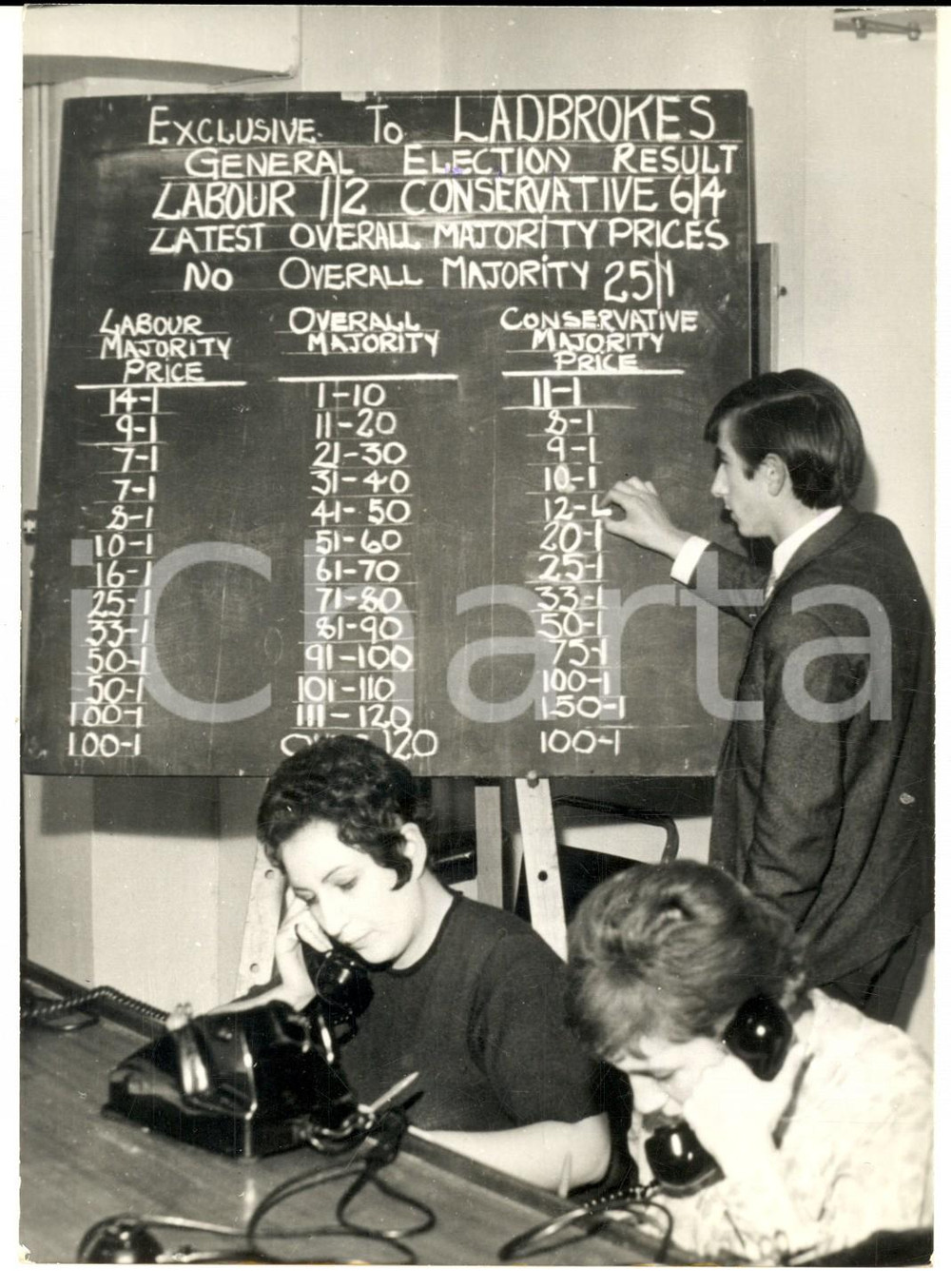 1964 LONDON - LADBROKES BETTING - Scommesse sulle elezioni *Foto 13x18 cm