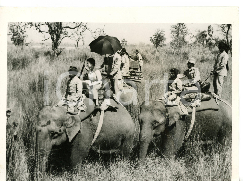 1961 KATMANDU Queen ELIZABETH II seated on an elephant during a safari *Photo