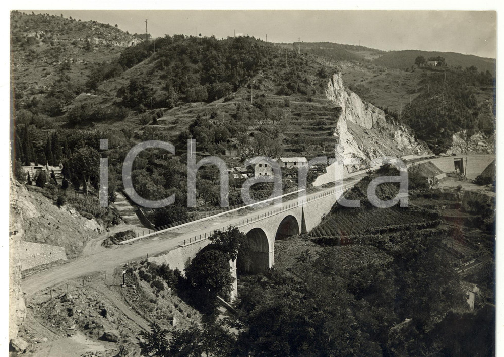 1955 ca AUTOSTRADA GENOVA-VENTIMIGLIA Primo ponte di COGOLETO *Foto 24x18