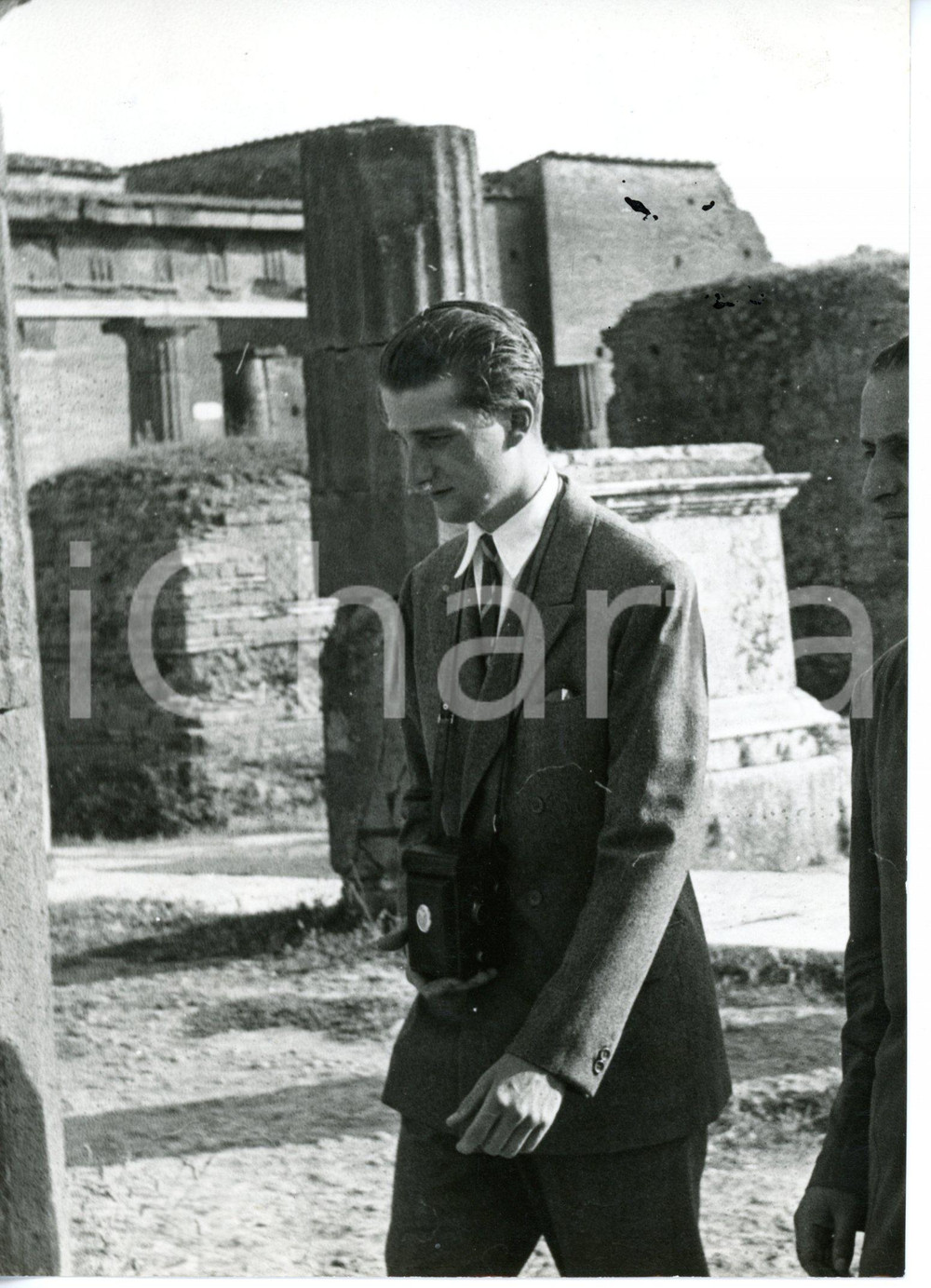 1953 NAPOLI Principe Alberto di LIEGI visita gli scavi di Pompei *Foto 13x18