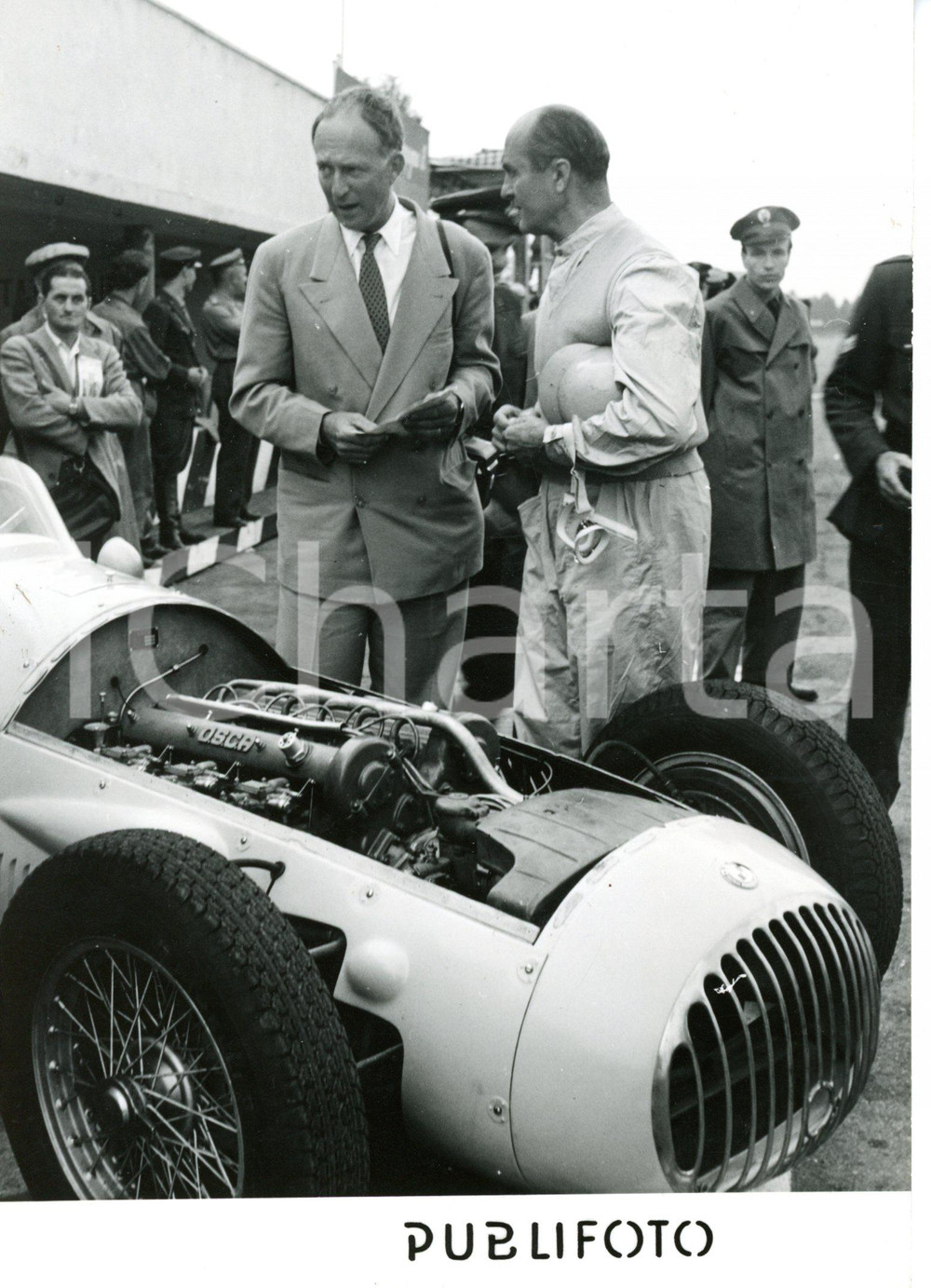 1955 ca MONZA Prove G.P. D'ITALIA - Leopoldo III del BELGIO con Louis CHIRON