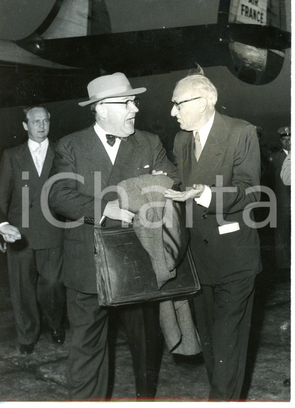 1955 ROMA Alberto TARCHIANI con presidente del consiglio belga Paul-Henri SPAAK