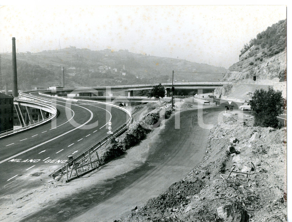1955 ca GENOVA - BOLZANETO Autostrada DEI GIOVI chiusa per lavori in corso *Foto