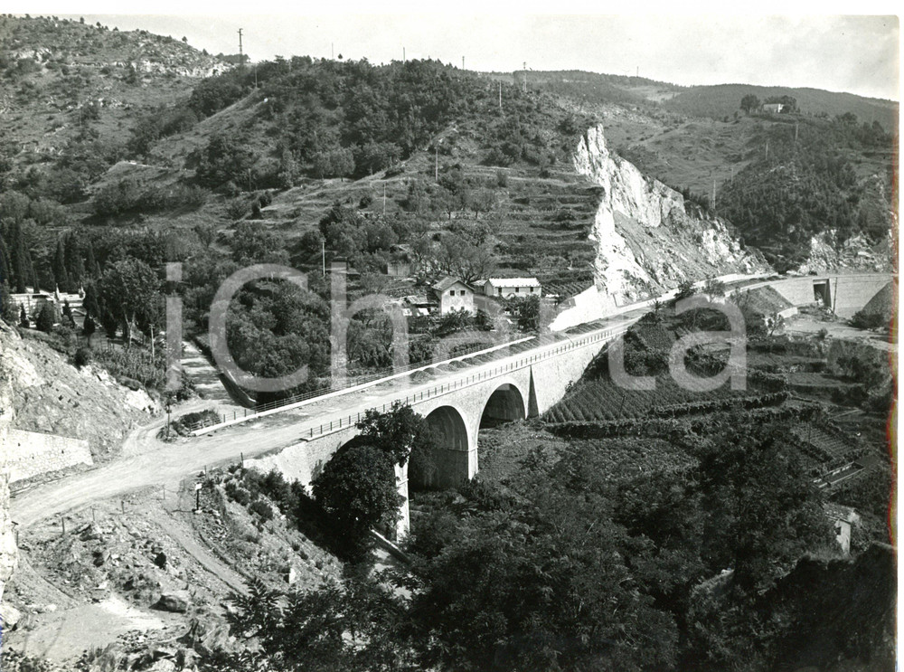 1955 ca GENOVA-VENTIMIGLIA Autostrada chiusa per lavori in corso *Foto 24x18 cm