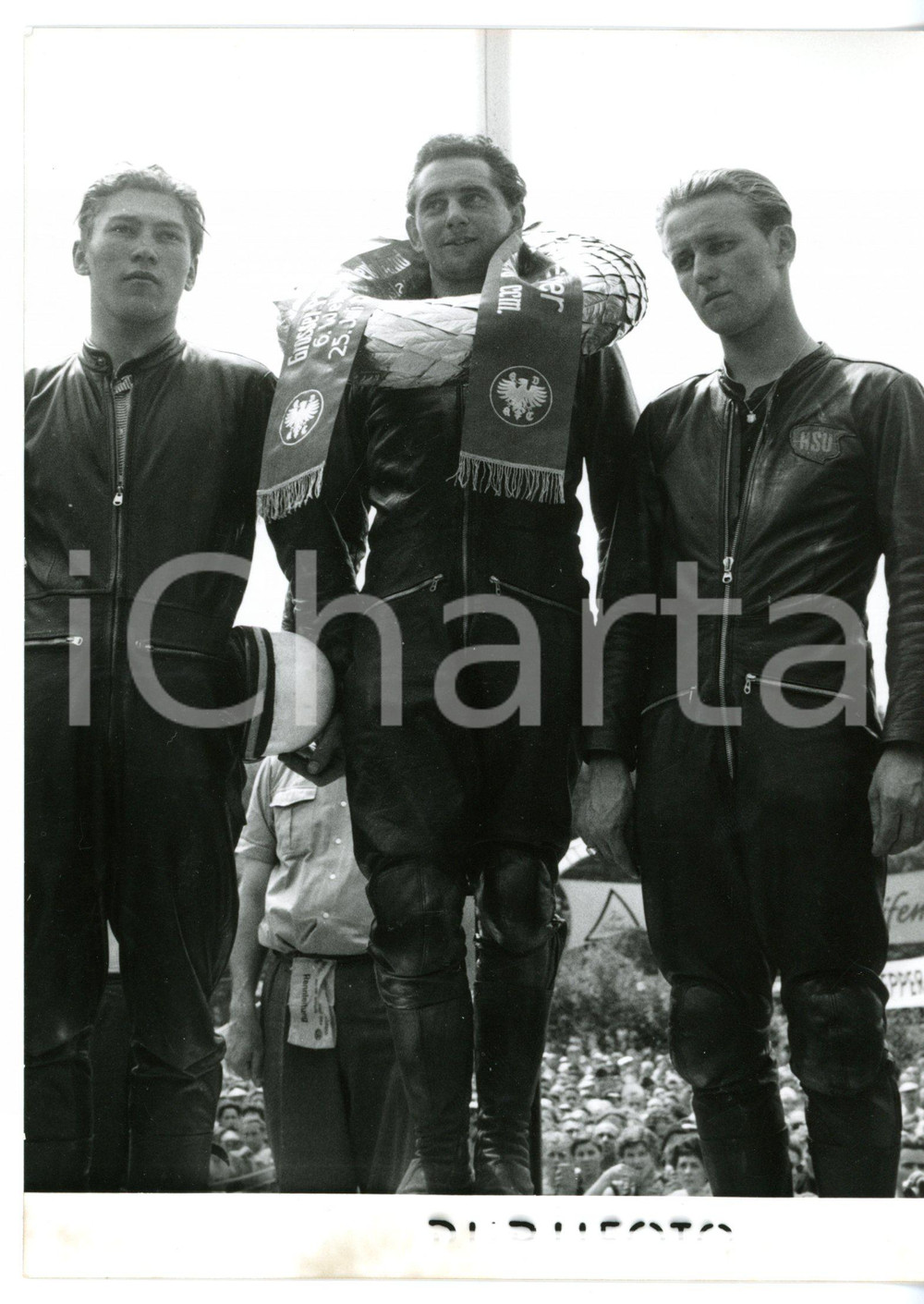 1954 STOCCARDA - MOTOMONDIALE Rupert HOLLAUS - Werner HAAS - HALLMEYER *Foto 