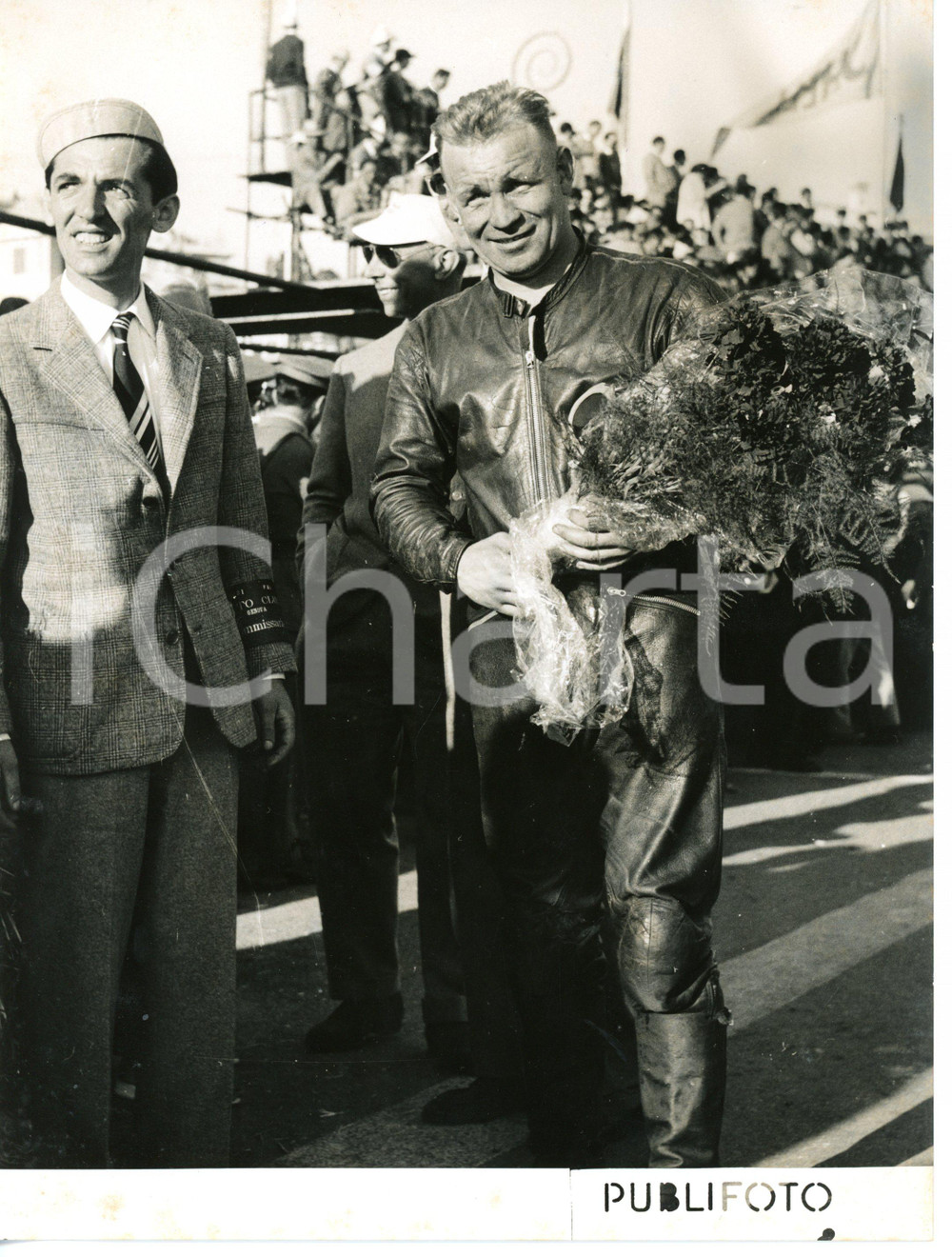 1955 ca MOTOCICLISMO Jacques COLLOT vincitore Classe 500 *Foto 18x24 cm