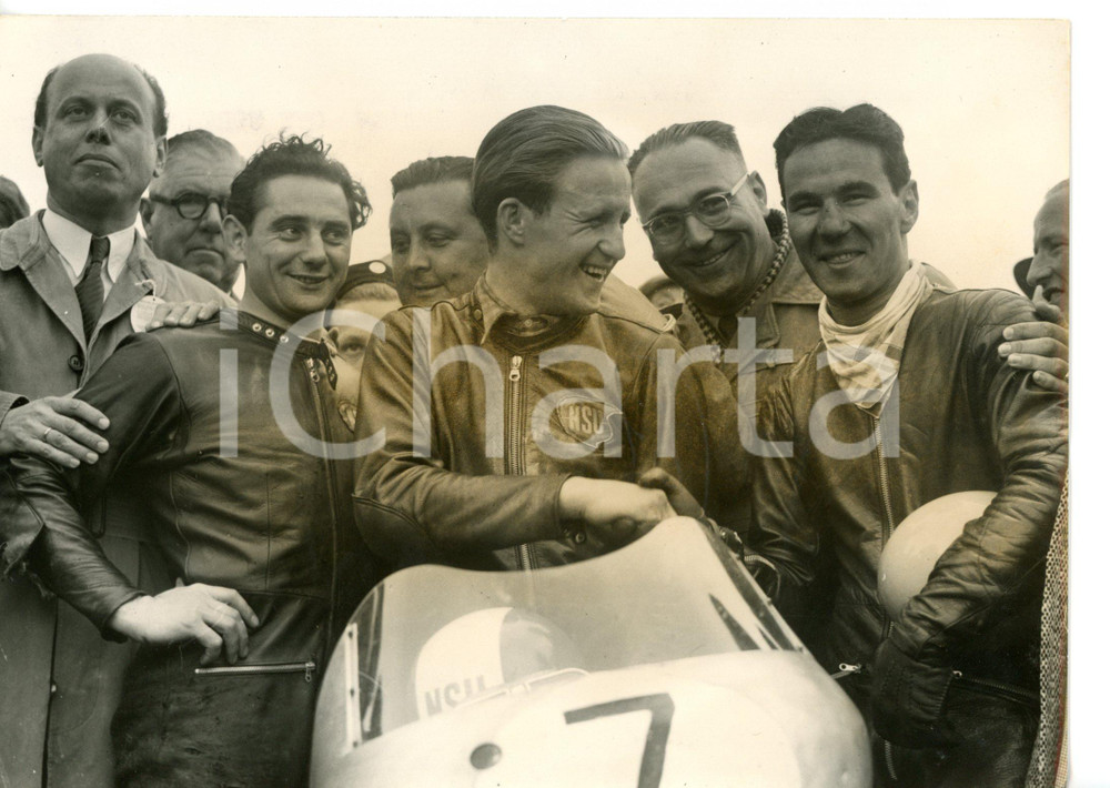 1950 ca MOTOCICLISMO Rupert HOLLAUS - Werner HAAS - Carlo UBBIALI *Foto 18x13 cm