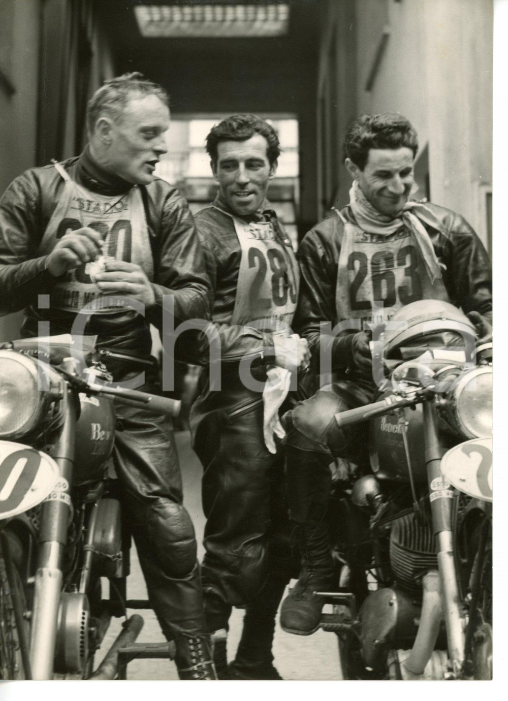 1955 ca MOTOCICLISMO Paolo CAMPANELLI - Roberto PIONAVA - Guido MARIANI *Foto