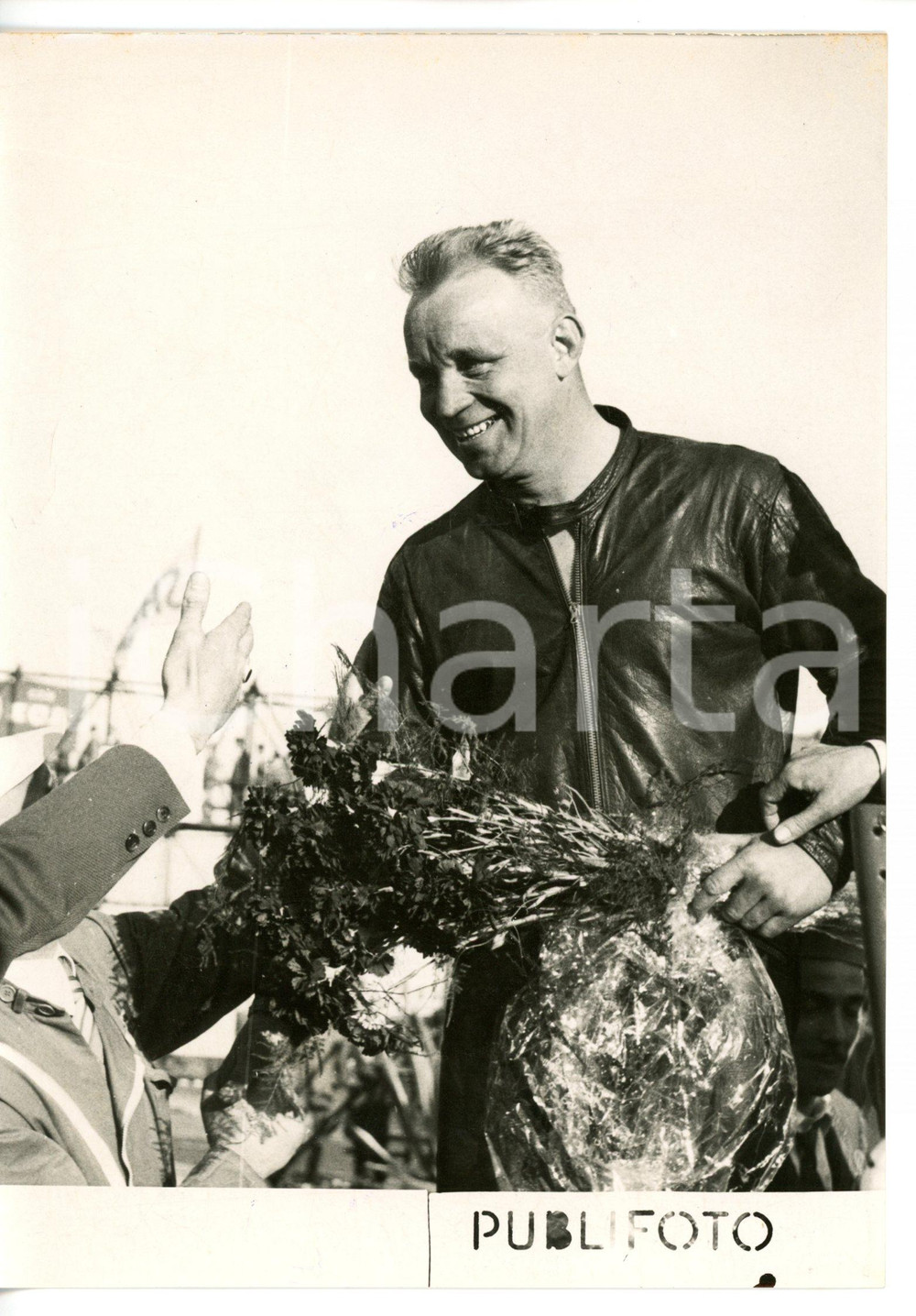1955 ca MOTOCICLISMO Jacques COLLOT vincitore Classe 500 - Foto 13x18 cm