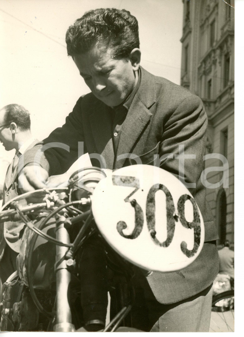 1955 ca MOTOCICLISMO Pilota Guido SALA collauda moto MV AGUSTA *Foto 13x18 cm