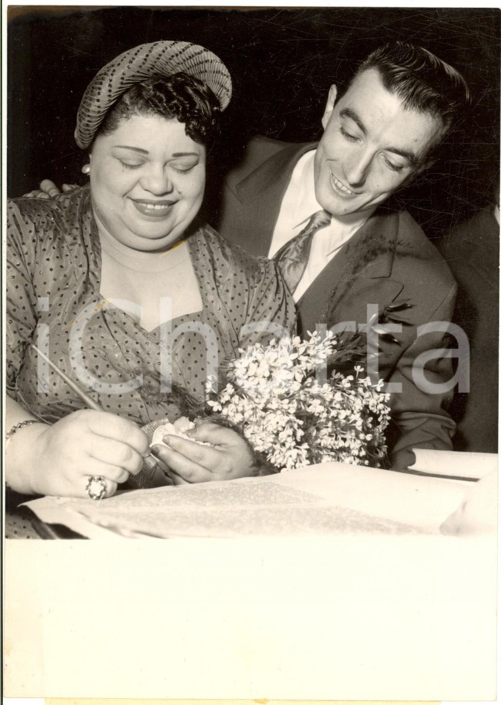 1954 NEUILLY-SUR-SEINE Nozze June RICHMOND - Guy PROVENCE - Foto 13x18 cm