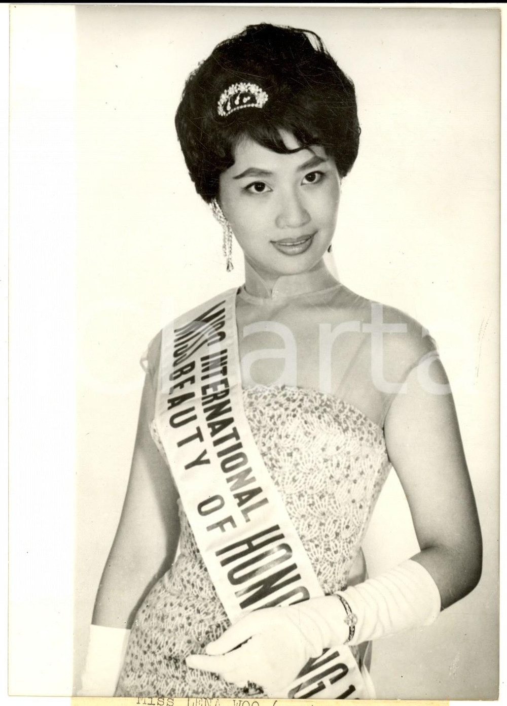 1960 HONG KONG Lena WOO eletta Miss International Beauty - Foto 13x18 cm