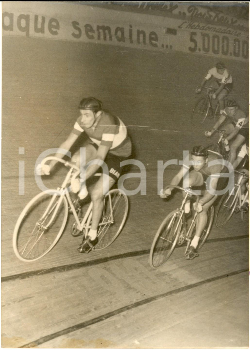 1955 PARIS CICLISMO Vel' d'Hiv - Fausto COPPI Jacques ANQUETIL nella 10 km *Foto