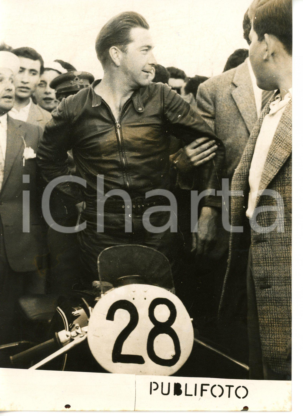 1955 GENOVA - MOTOMONDIALE Sidecar - Il vincitore Willi FAUST su BMW *Foto 13x18