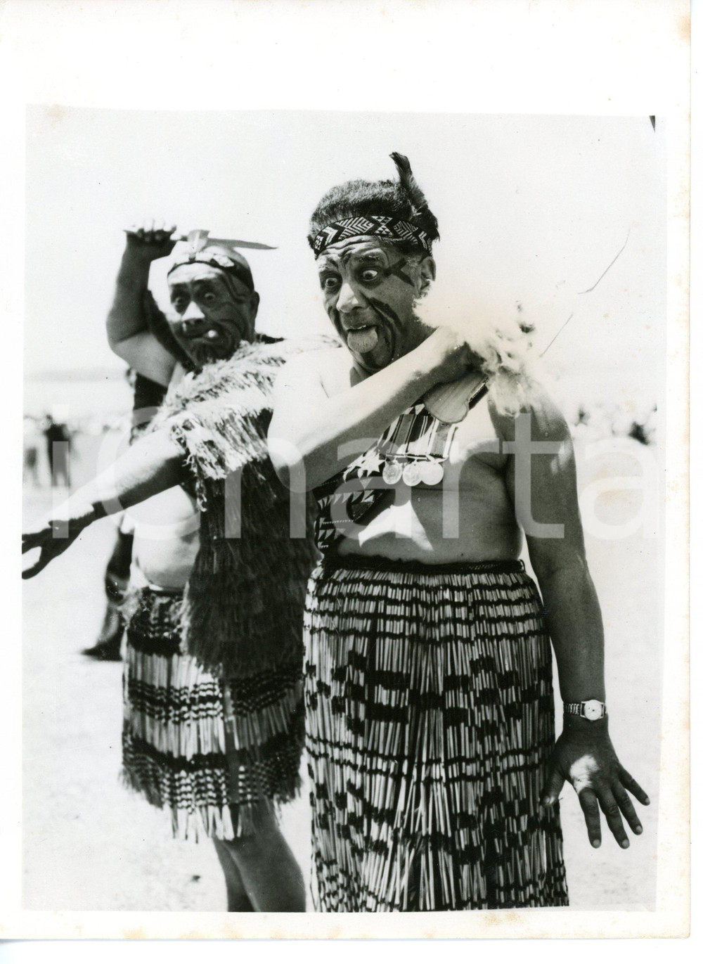 1954 WAITANGI Haka leaders Joseph TOKA and Potae CLARKE *Photo 15x20 cm