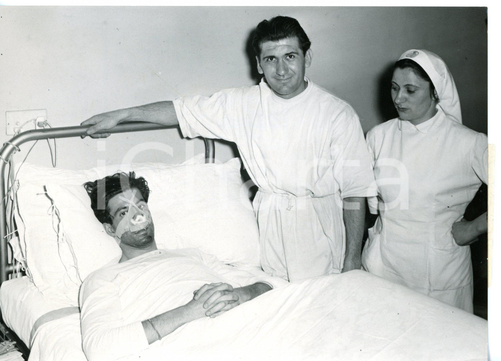 1955 TORINO Pilota Sergio MANTOVANI in ospedale dopo amputazione della gamba 
