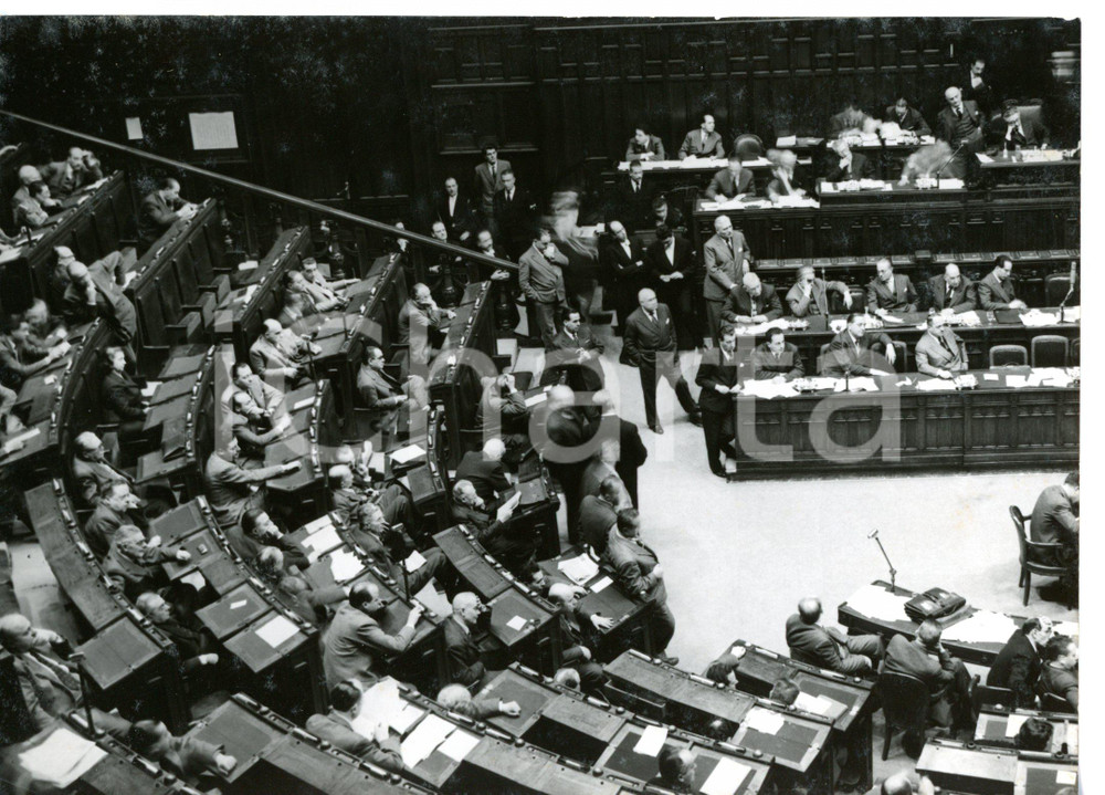 1957 ROMA Veduta della Camera durante votazione legge patti agrari - Foto 18x13