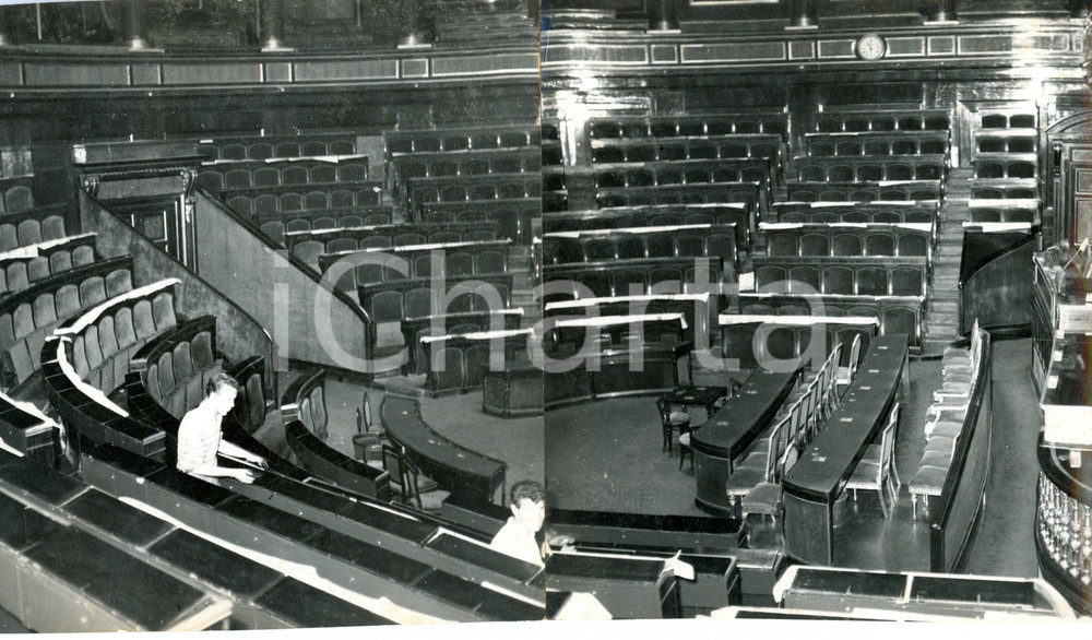 1958 ROMA Riapertura Senato - Operai al lavoro *Foto DOPPIA 35x17 cm