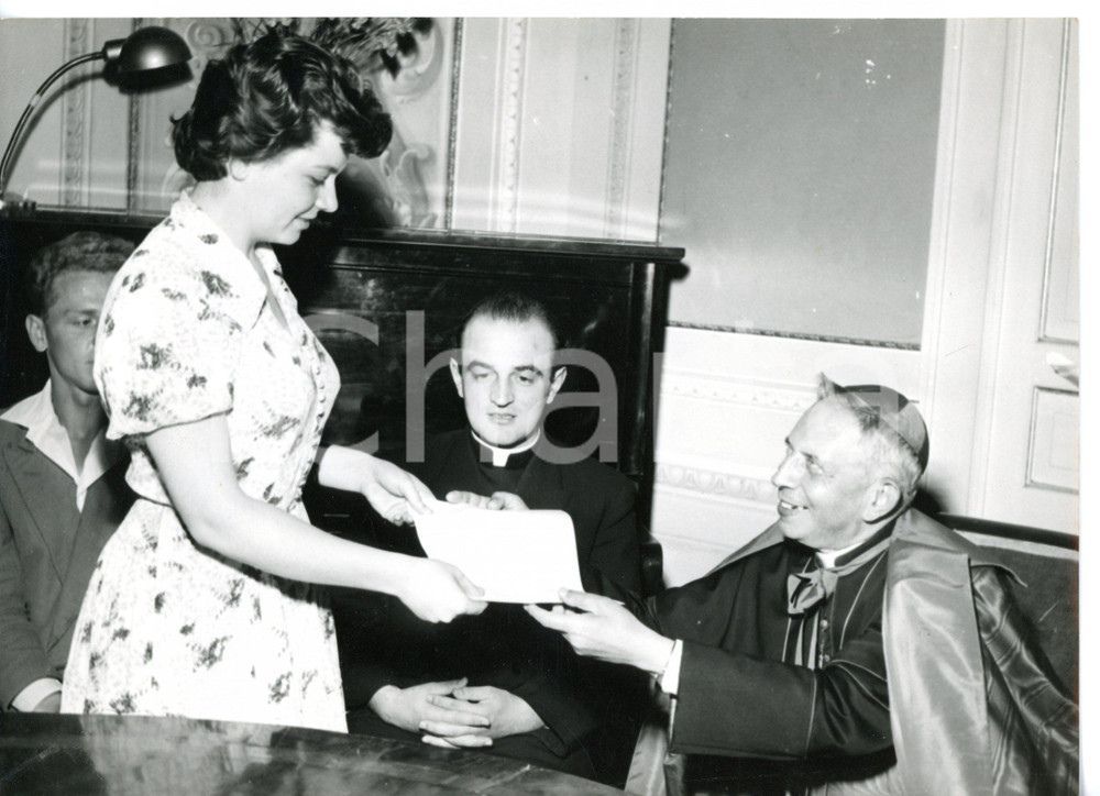 1955 ca BOLOGNA Card. Giacomo LERCARO durante premiazione *Foto 18x13 cm